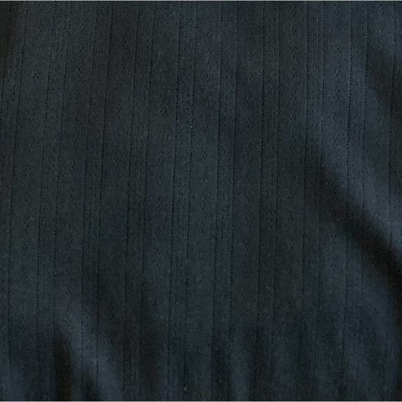 Black Pointelle Knit Crew Neck Tee, Small - Picture 3 of 3